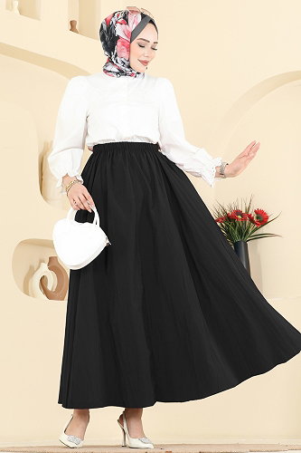 moda selvim Skirts 770OZN1046 Black - Thumbnail