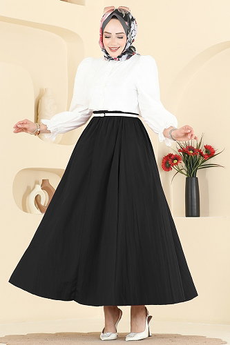 moda selvim Skirts 770OZN1046 Black - Thumbnail