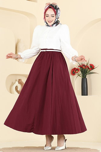 moda selvim التنانير خمري 770OZN1046 - Thumbnail