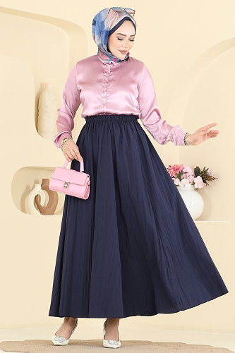 moda selvim Skirts 770OZN1046 Navy Blue - Thumbnail