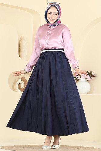 moda selvim التنانير كحلي 770OZN1046 - Thumbnail