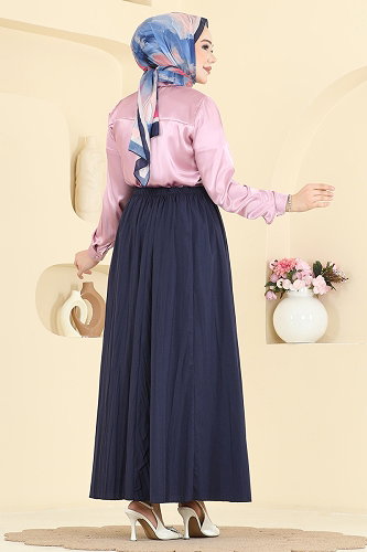 moda selvim التنانير كحلي 770OZN1046 - Thumbnail