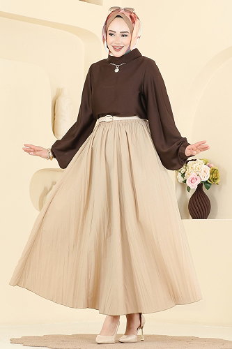 moda selvim التنانير بيج 770OZN1046 - Thumbnail