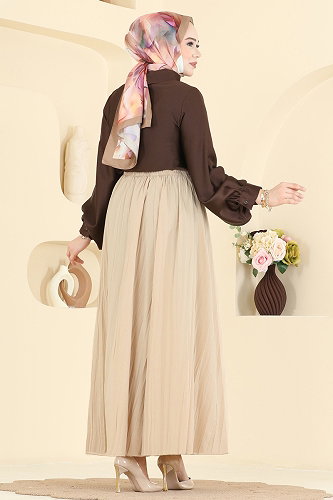 moda selvim التنانير بيج 770OZN1046 - Thumbnail