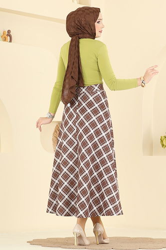 moda selvim Skirts 8034TEG847 Brown - Thumbnail