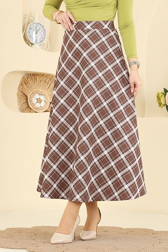 moda selvim Skirts 8034TEG847 Brown - Thumbnail