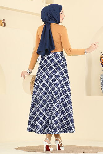 moda selvim التنانير كحلي 8034TEG847 - Thumbnail