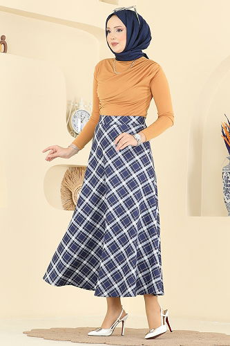 moda selvim التنانير كحلي 8034TEG847 - Thumbnail