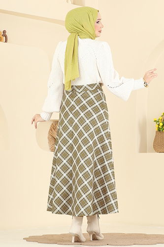 moda selvim Skirts 8034TEG847 Oil Green - Thumbnail