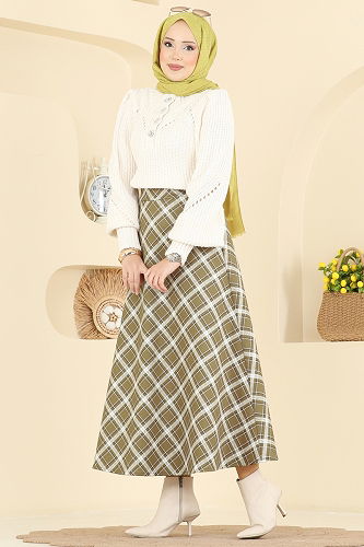 moda selvim Skirts 8034TEG847 Oil Green - Thumbnail