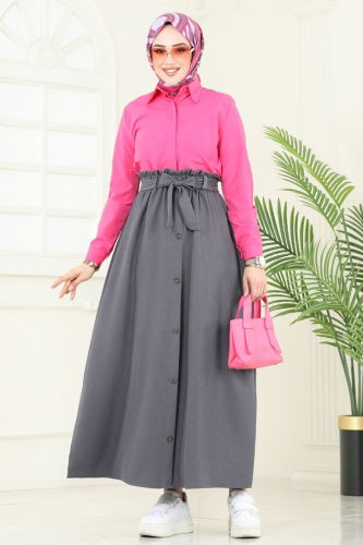 moda selvim Skirts 817OZN1046 Anthracite - Thumbnail