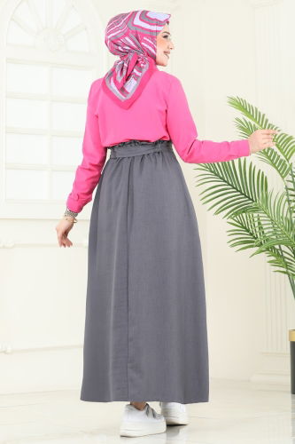 moda selvim Skirts 817OZN1046 Anthracite - Thumbnail