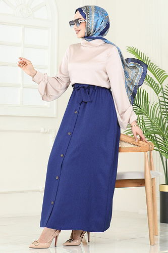 moda selvim Skirts 817OZN1046 Navy Blue - Thumbnail