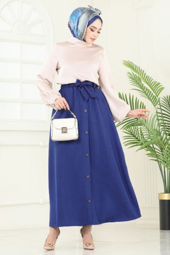 moda selvim Skirts 817OZN1046 Navy Blue - Thumbnail