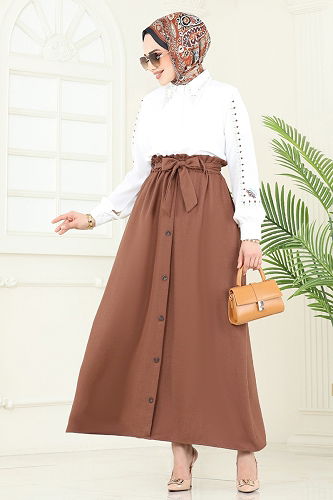 moda selvim Skirts 817OZN1046 Tan - Thumbnail
