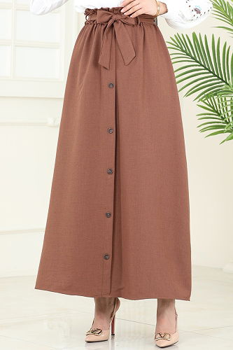 moda selvim Skirts 817OZN1046 Tan - Thumbnail