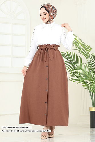 moda selvim Skirts 817OZN1046 Tan - Thumbnail