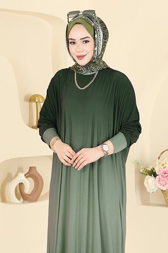 moda selvim Soft Dökümlü Uzun Elbise 1908ZNNK1102 Mint - Thumbnail