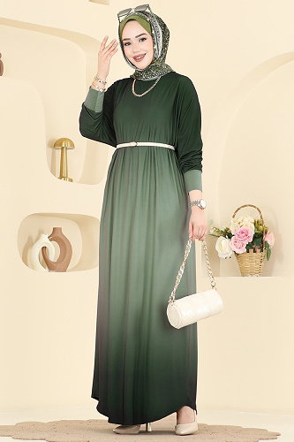 moda selvim Soft Dökümlü Uzun Elbise 1908ZNNK1102 Mint - Thumbnail