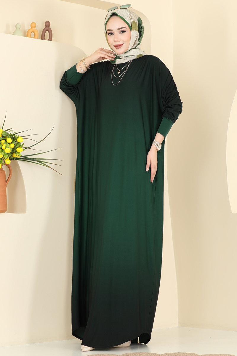 Soft Dökümlü Uzun Elbise 1908ZNNK1102 Zümrüt