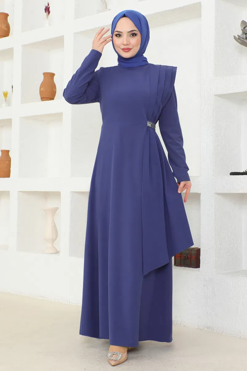 Modaselvim الفساتين الفستانASM2693-M إنديغو