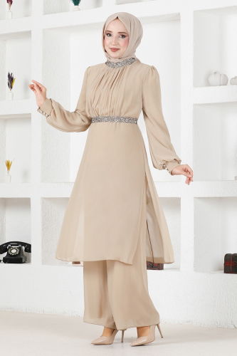 MRV M.S.L. - Stone Detailed Double Combination MSL4272-M Mink