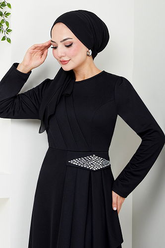 moda selvim الفستان5022SL890 أسود - Thumbnail