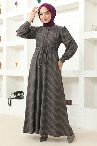 moda selvim Dress MSL2370 Dark Gray - Thumbnail