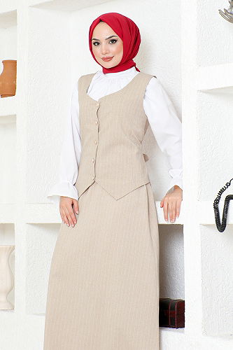 moda selvim مجمعةZNK4689-M بيج - Thumbnail