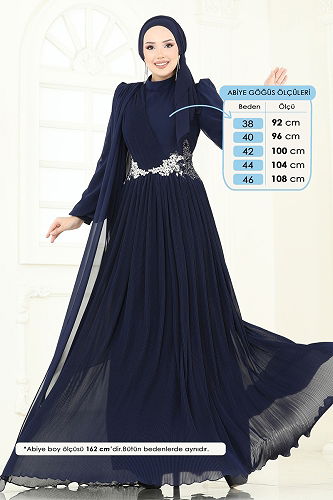 moda selvim SUAL Beli Taşlı Pelerinli Abiye 4916SRH861 Laci - Thumbnail