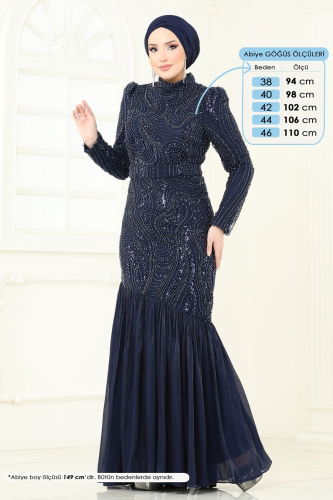 moda selvim SUAL Boncuk İşlemeli Abiye 5162D170 Laci - Thumbnail