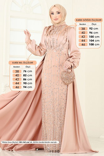 moda selvim SUAL Drapeli Pelerin Abiye 4928D170 Gold - Thumbnail