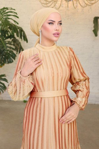 moda selvim SUAL Eteği Katlı Janjan Abiye Elbise 4460D170 Vizyon - Thumbnail