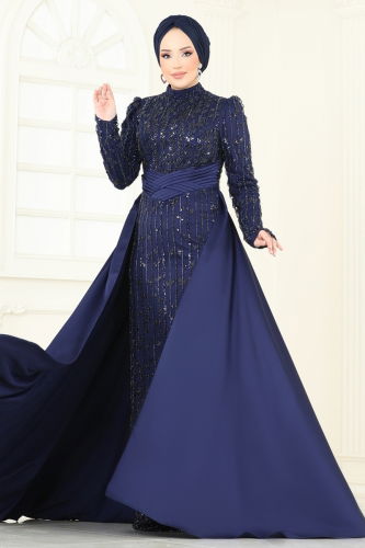 moda selvim SUAL İşlemeli Pelerin Abiye 4909D170 Laci - Thumbnail