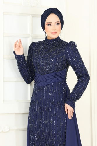 moda selvim SUAL İşlemeli Pelerin Abiye 4909D170 Laci - Thumbnail