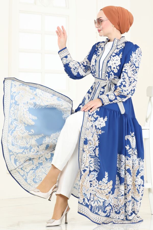 Modaselvim SUAL SUAL Kemerli Desenli Elbise 4231JNF844 Laci