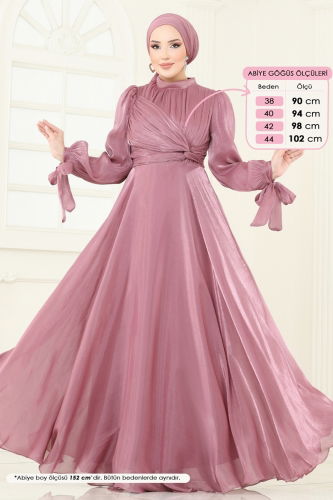 moda selvim SUAL Manşeti Bağcıklı Abiye 4823D170 Gül Kurusu - Thumbnail