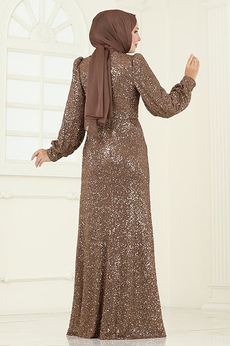 moda selvim SUAL Önü Drape Detaylı Abiye 5238D170 Koyu Vizyon - Thumbnail