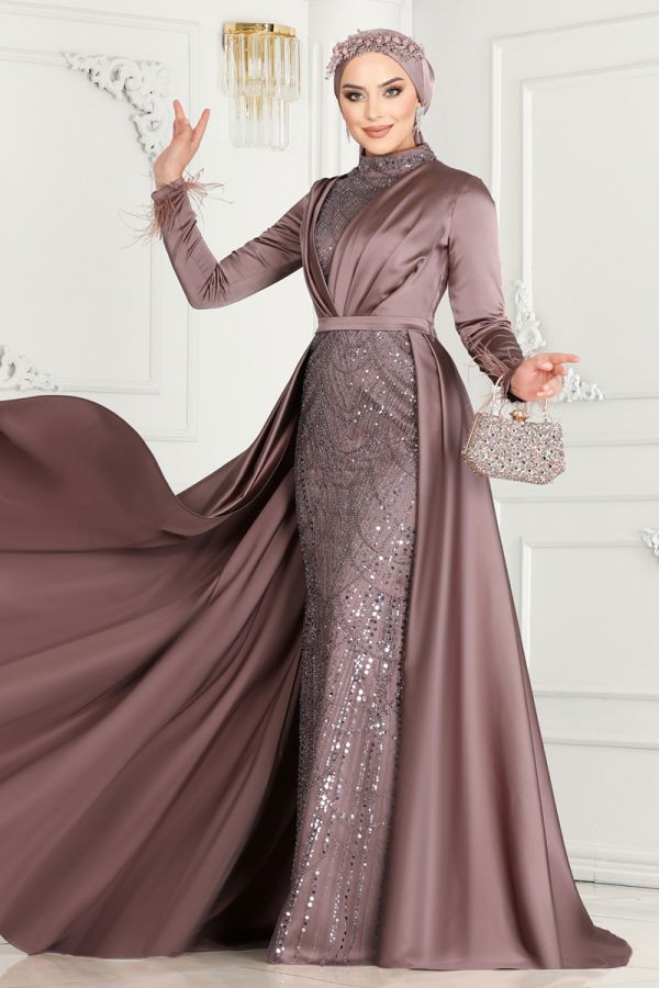 SUAL Otrish Detail Hijab Evening Dress 4622SRH861 Vision - 2