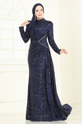 moda selvim SUAL Pul Payet Taş Detaylı Abiye 5247D170 Laci - Thumbnail