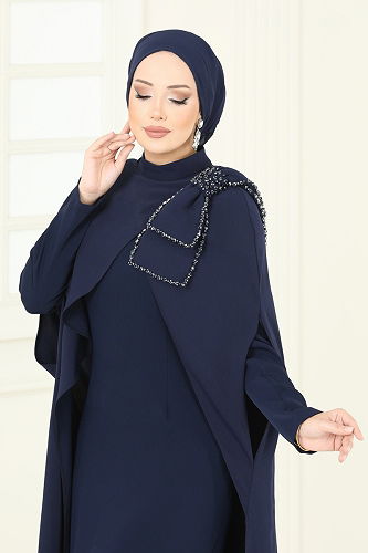 moda selvim SUAL Yeleği Aksesuarlı Şık Abiye 5375DMNK1166 Laci - Thumbnail