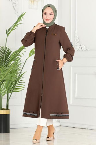 moda selvim Overcoat 2243EDM718 Brown - Thumbnail