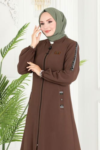 moda selvim Overcoat 2243EDM718 Brown - Thumbnail