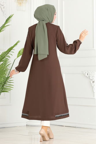 moda selvim Overcoat 2243EDM718 Brown - Thumbnail