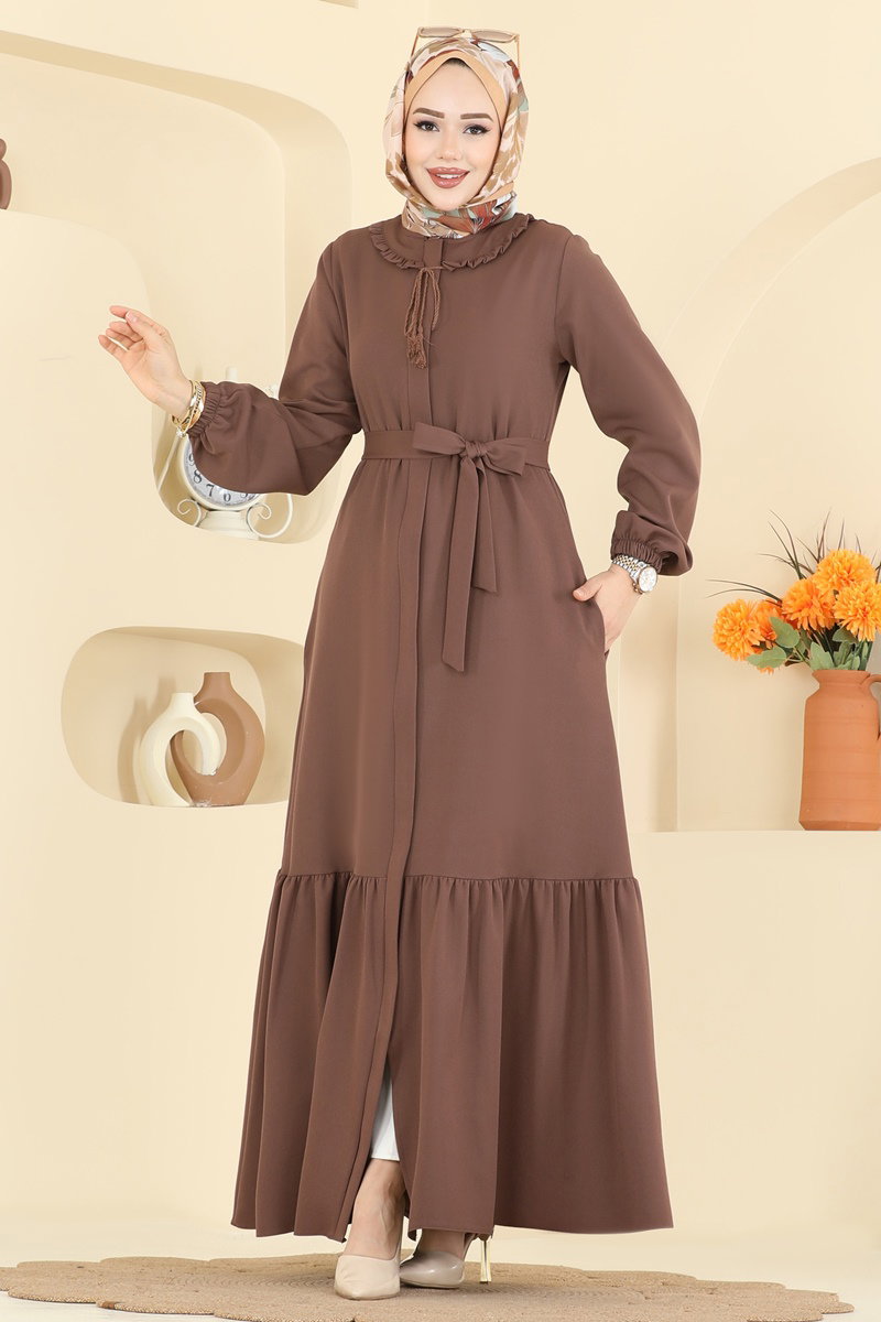 Süs Bağcıklı Dabıl  Ferace 2797SL432 Kahve