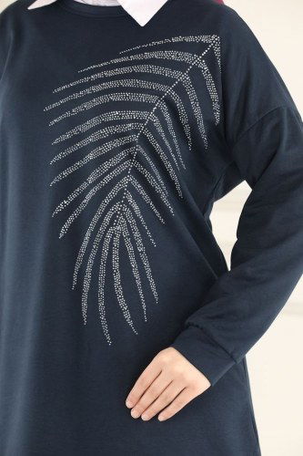 moda selvim Sweatshirt 0159UZ662 Navy Blue - Thumbnail