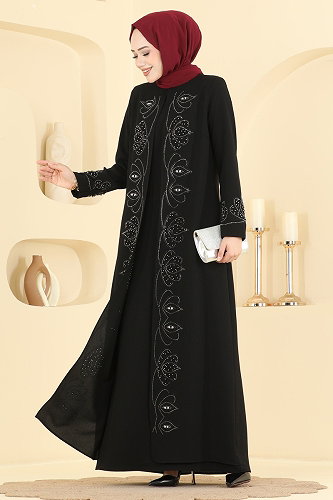 moda selvim Takım Görünümlü Birleşik Abiye 7017OZT1013 Siyah - Thumbnail