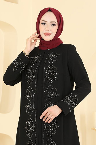 moda selvim Takım Görünümlü Birleşik Abiye 7017OZT1013 Siyah - Thumbnail