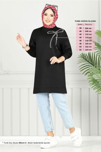 MRV A.Y.D. - Taş Baskılı İki İp Tunik 2703AYD969-M Siyah
