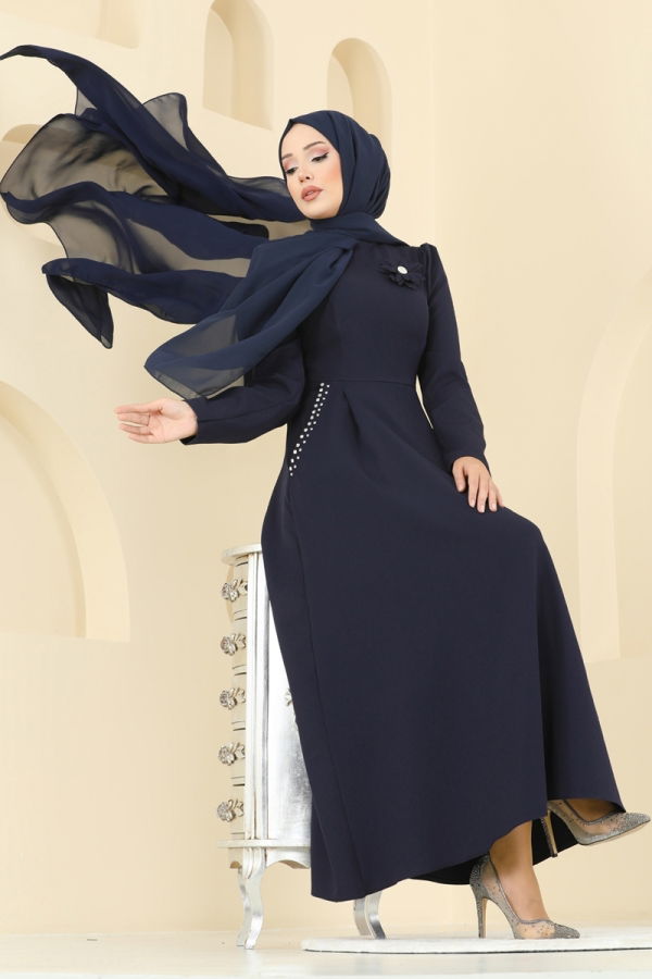 Modaselvim Elbise Taş Detay Çiçek Aksesuarlı Elbise 2741SL432 Laci